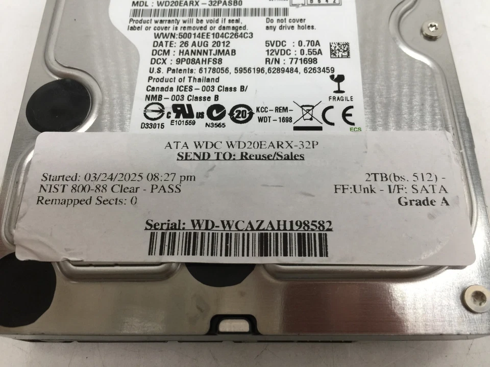 Western Digital WD20EARX 2TB 3.5" SATA 3.5" Hard Drive GRADE A FREE S/H - Image 4 of 4