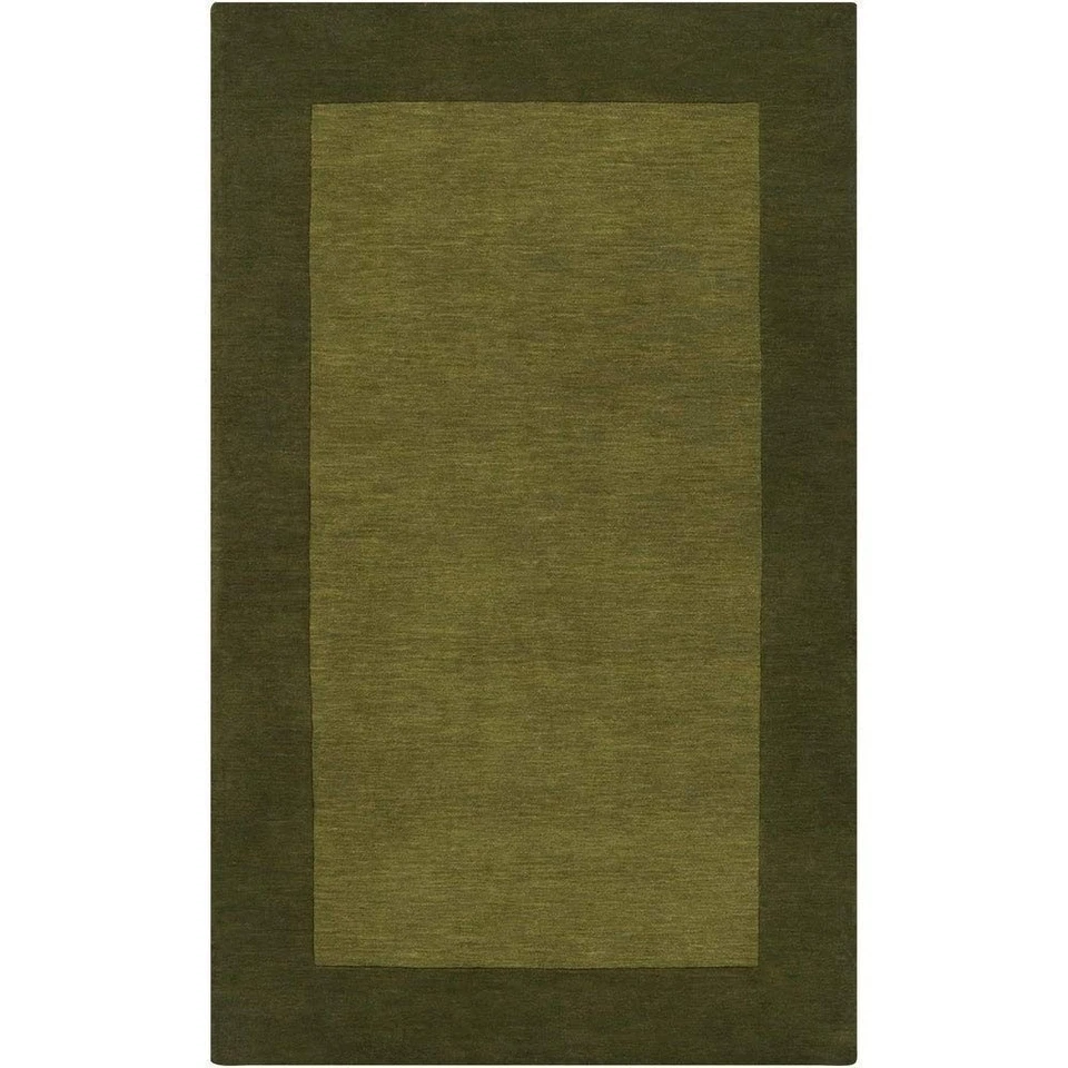 Green Hand Tufted Area Rug 5x8 Modern Minimalist Solid Border Pattern Plush - Image 3 of 3