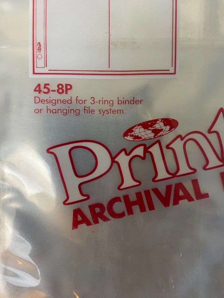 Print File 45-8P Archival Print Preservers 4x5 4 quad 3-hole 25 Sheets New Open - Image 3 of 4