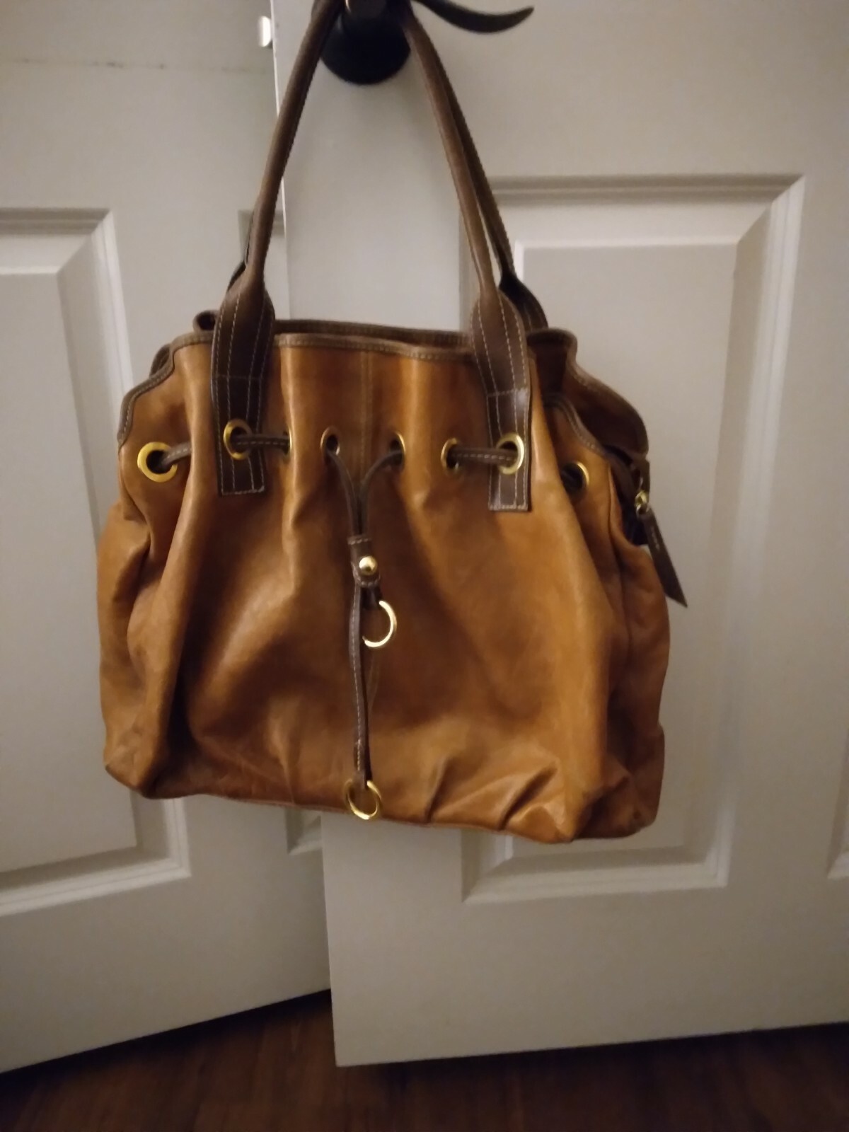 Designer Vera Pelle Brown Italian Leather Handbag Ita… Gem