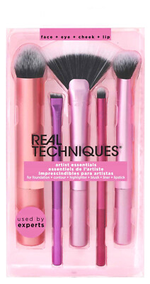 REAL TECHNOLOGIES 5 PINSEL SET ARTIST ESSENTIALS EXPERTS USE FACE+EYE+CHEEK+LIPP NEU