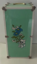 Vintage 1970's DOLL METAL Mint Green Wardrobe Steamer Trunk Carrying Case 22"