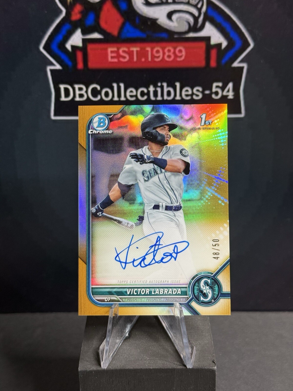 2022 Bowman Chrome Victor Labrada 1st True Gold Auto 48/50 Seattle Mariners