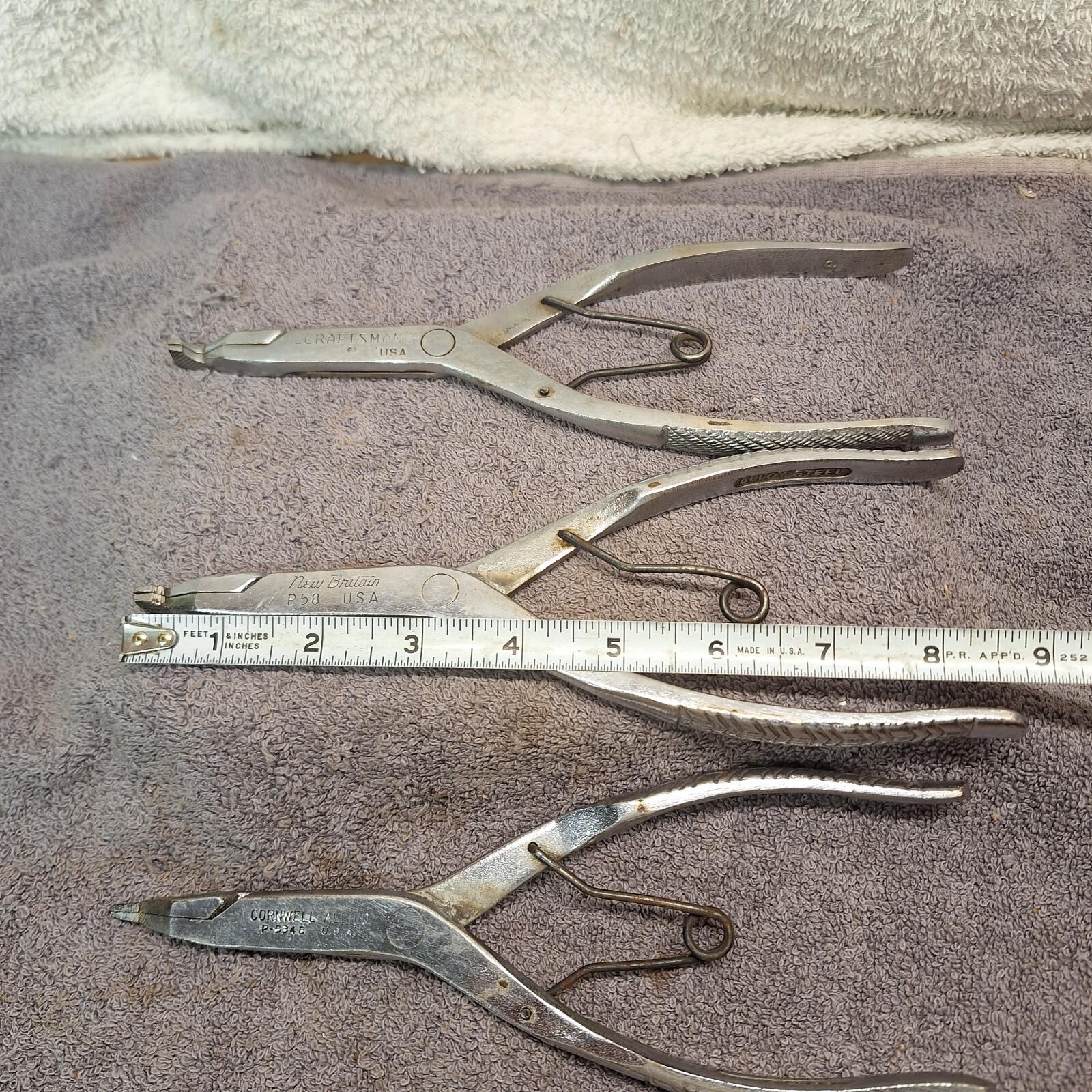 Lot Of 3 Vintage USA Made Snap Ring Pliers Alloy Steel Cornwell