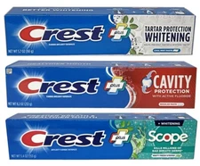 CREST COMPLETE WHITENING SCOPE Fluoride Mint Toothpaste Dental Bundle 3-Pack Big