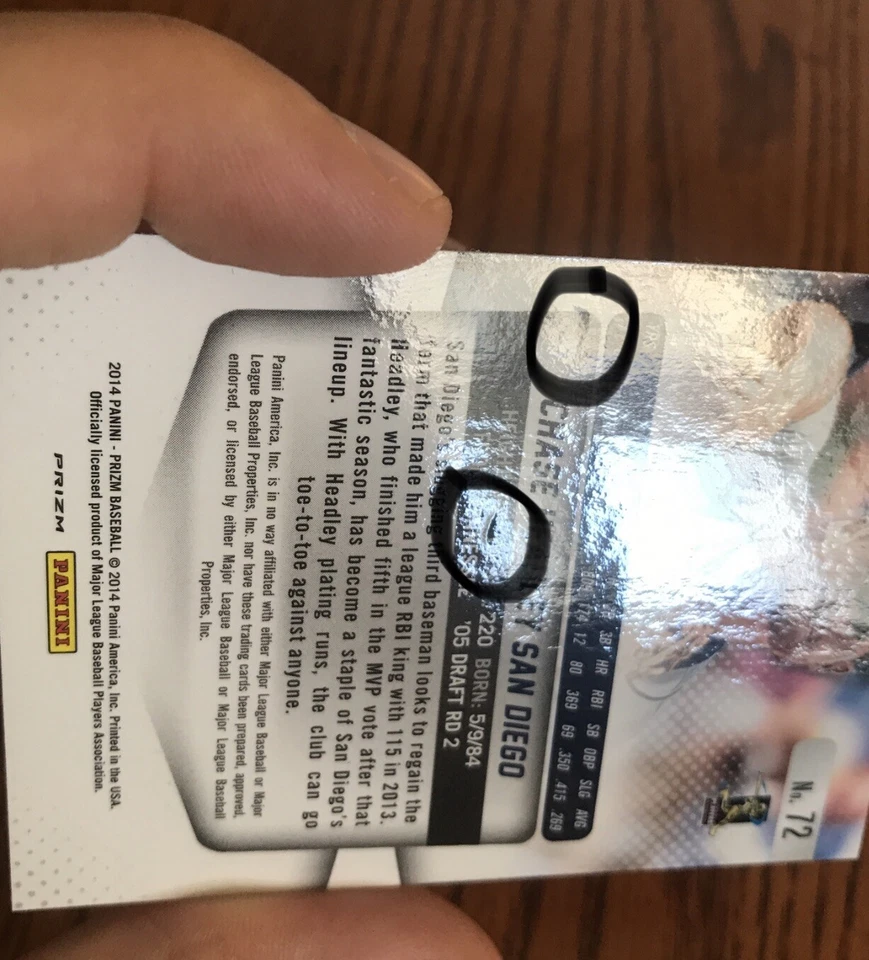 2014 Panini Prizm Prizms Red White & Blue Pulsar Chase Headley #72 - Изображение 3 из 3