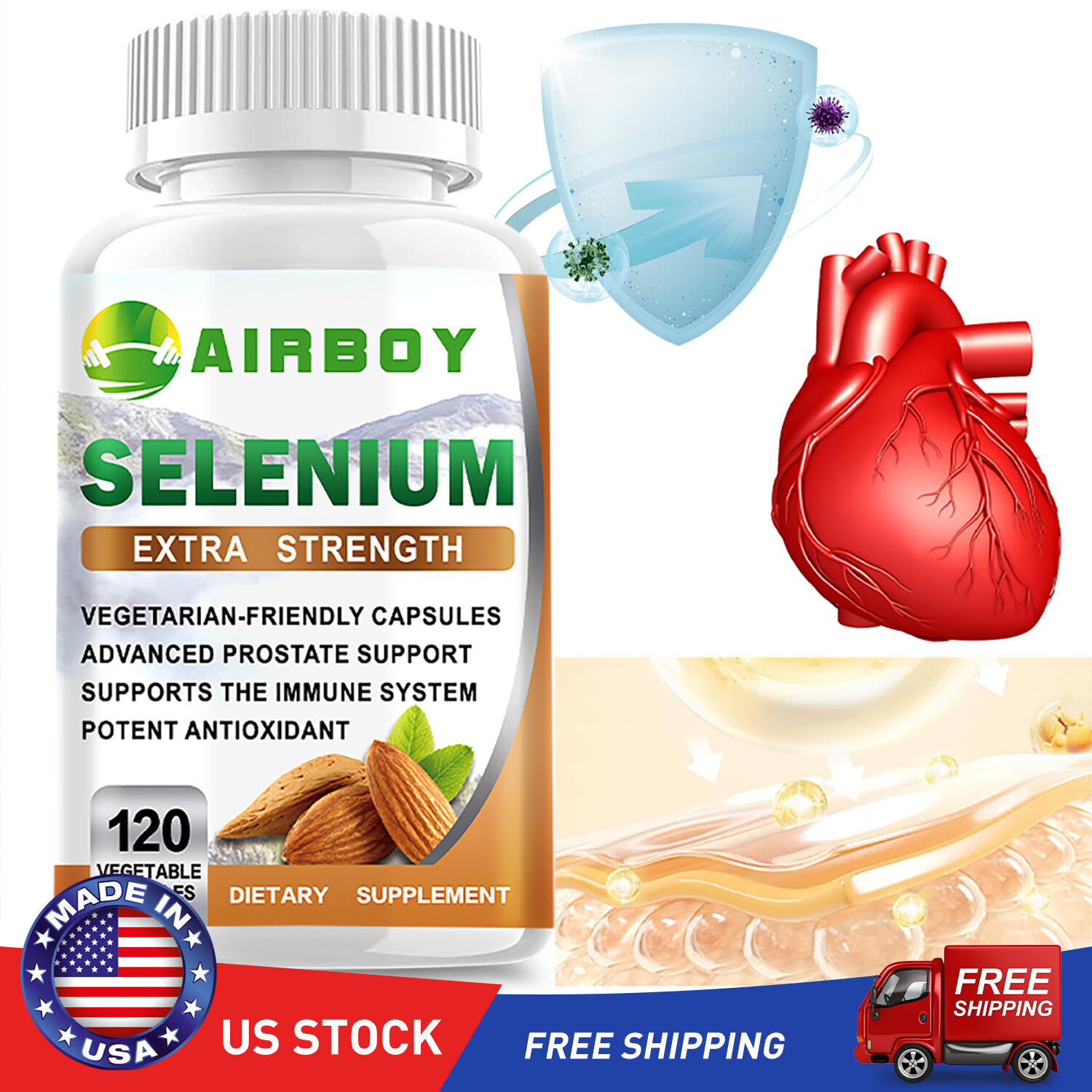 Selenium 200mcg - Thyroid, Heart and Immune System Support, Metabolism Support