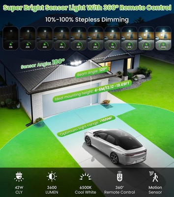 Faretto LED Esterno 80W Con Sensore Movimento - 7520LM, IP66, Bianco Freddo 6500K - Foto 2