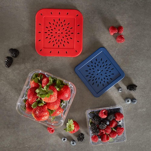 RSVP International Reusable Food Storage Collection Berry Keeper Set,Red - Picture 7 of 12