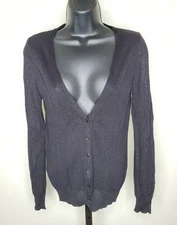 Stile Benetton Blue Extra Fine Italian Yarn Open Knit Sweater Light Cardigan 