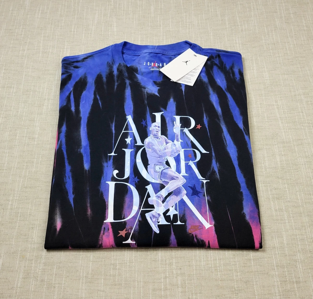 NIKE Air Jordan Shirt 3XL Mens Sport DNA 85 Tie Dye Blue Black Pink White
