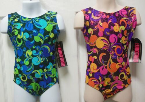  Eurotard Gymnastic Acro Leotard Crazy Paisley Print 2 colors Girls sizes NWT - Picture 1 of 7