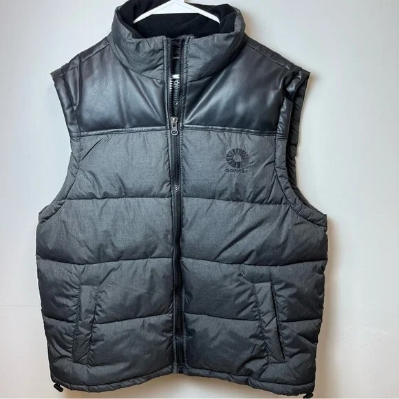 ジャケット・アウター 90's 00's akademiks Puffer Vest HIPHOP Akademiks Vintage style Quilted Puffer Vest Black Zip front