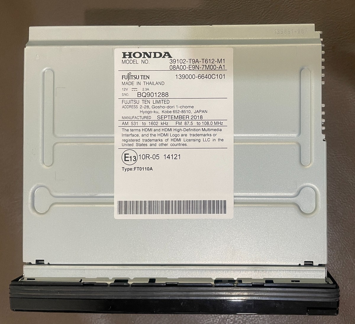 2018Honda City GM6 (OEM: FUJITSU TEN) touch screen infotainment
