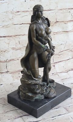 Bronze Statue Sculpture Amazon Female Warrior Semi Nude Figure Art Decor Artwork