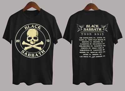 Vtg 2013 Black Sabbath Tour 2 Sided T-Shirt Cotton Black Unisex