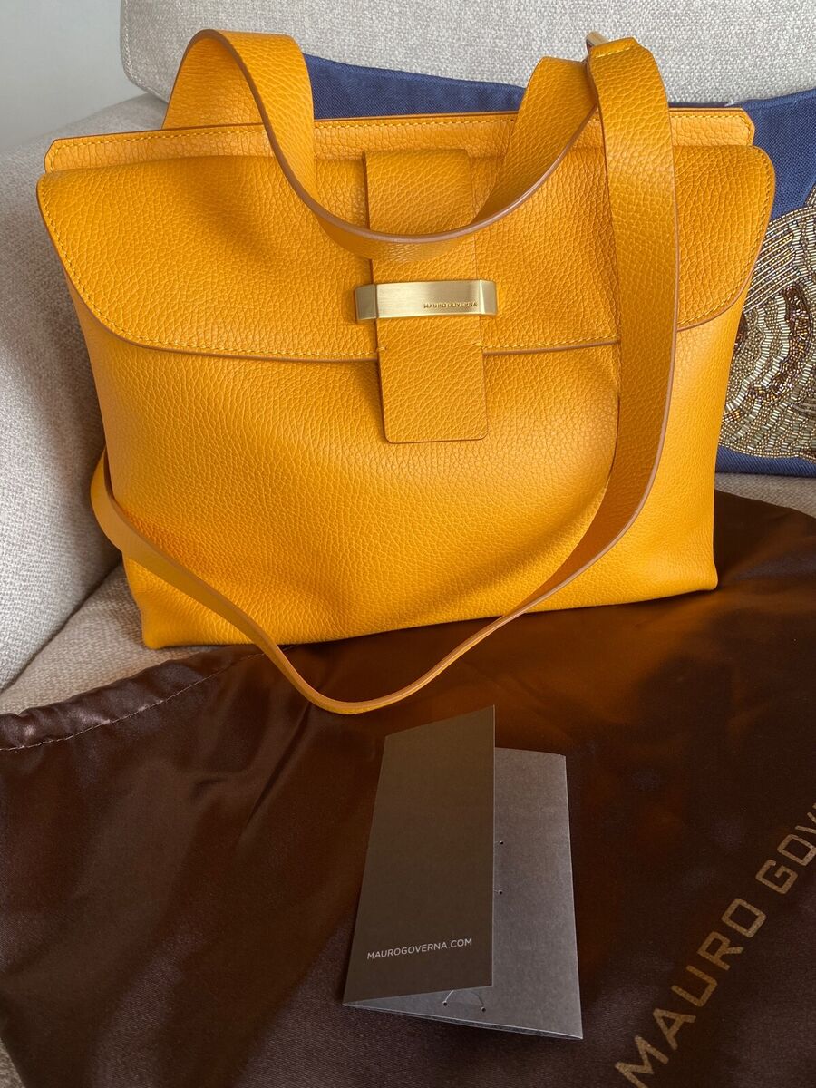 NWT Mauro Governa Yellow Leather Shoulder Bag Handmade Italy NWT Mauro Governa Yellow Leather Shoulder Bag Handmade Italy