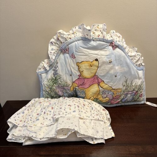 Classic Pooh Honey Pot Nursery Crib Bedding 2 Pc Set Headboard And Skirt White - Picture 1 of 8