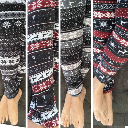 Fur Lined Print Leggings Warm Winter Fleece Stretch Pants  - Picture 1 of 57