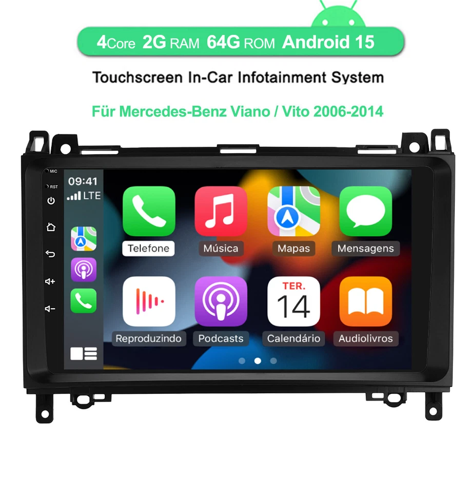 DAB+ Android 15 Autoradio GPS Carplay Für Mercedes-Benz Vito Viano W639 2006-14 - Bild 2 von 4