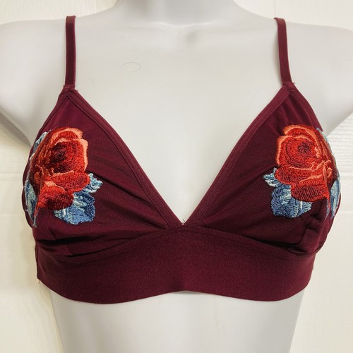 Victoria's Secret Triangel-Bralette-BH Pink Rose bestickt Gr. Small burgunderrot