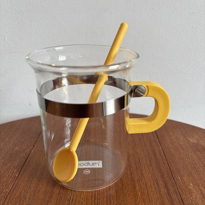 Bodum x MoMA gelb Kunststoff Metall Stahl Griff Chambord Glas Tasse & Löffel 300ml