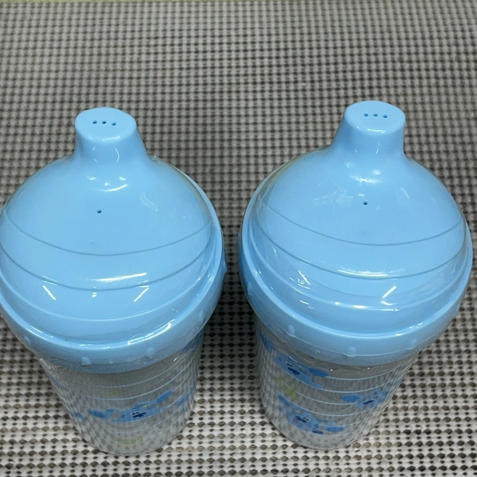 Tazas para sorber niños pequeños para niñas/niños | 2pk TAZAS PARA SORBER CAÑO DURO PISTAS AZULES Azul Foto 4 de 4