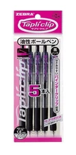 ZEBRA Oil-Based Ballpoint Pen Tapuri Clip 1.6 Black 5 Pieces P-BNU5-BK5
