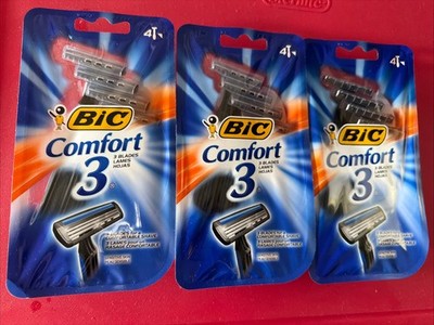 BIC Comfort 3 Razors Triple Blade Razors for Men 4 Razors / box ( 3 boxes ) blue