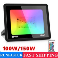 100W 150W RGB LED Floodlight IP66 with Remote Landscape Outdoor Garden Lights