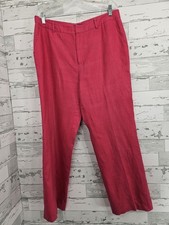 Chaps Womens 14 Pink Linen Trousers Straight Leg Dressy  Business
