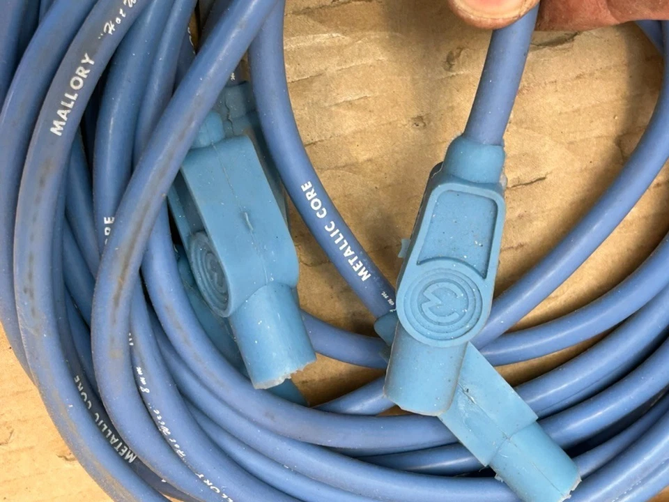 ¡Cables de bujía Mallory Hot Wire vintage! Núcleo metálico de 8 mm ¡Hot Rod de la vieja escuela! Foto 3 de 4