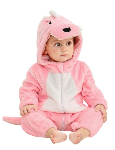 Toddler Dinosaur Costume Baby Girl Halloween Animal Hooded Outfits Pink 18-24...