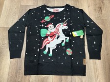 Tipsy Elves Sweater Santa Unicorn Ugly Christmas Size Large Party Holiday