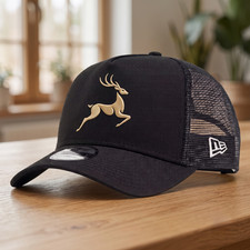 Black Mesh Trucker Hat  Deer Logo SnapBack Ca...