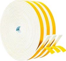 Yotache Weather Stripping Door Seal Strip White 3/8" x1/8", 50Ft Total, Foam Ins