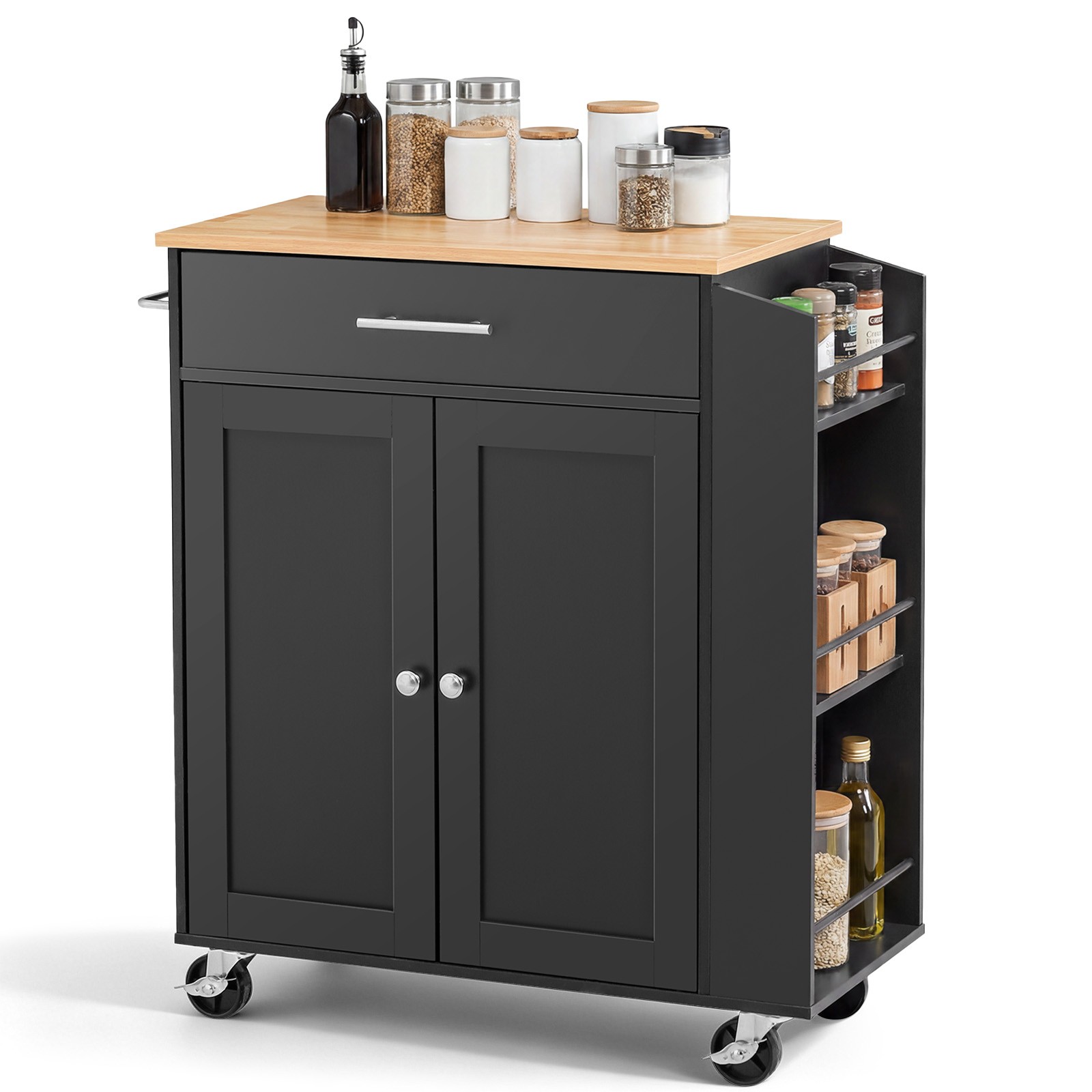 VEVOR 31.3 in Kitchen Island Cart with Storage Mobile Rolling Storage Island