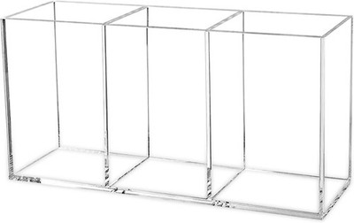 Clear Makeup Brush Organizer,Acrylic Cosmetic Brushes Storage Holder with 3 Slot