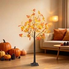 4 FT Lighted Fall Maple Tree, Fall Decorations for Home