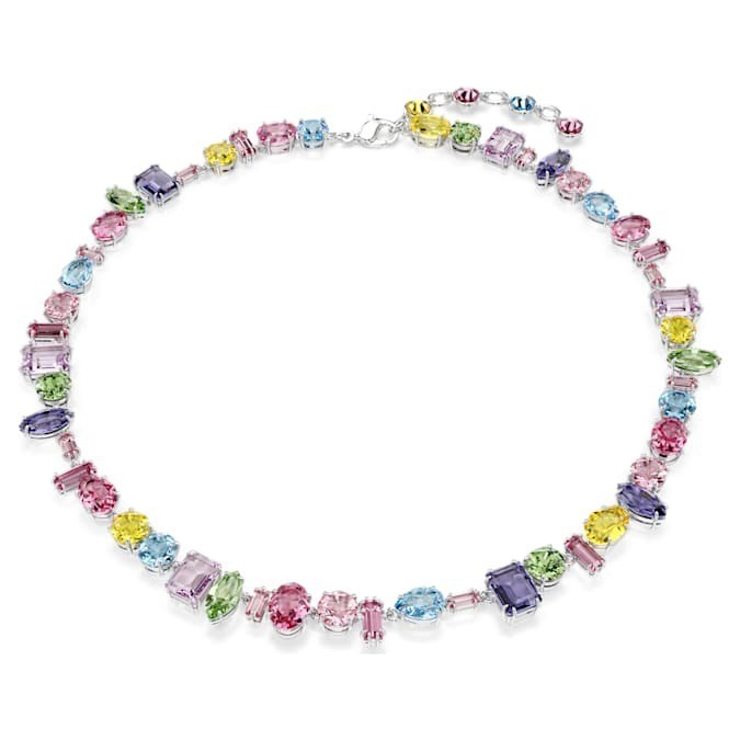 Swarovski Gema necklace Mixed cut, streaked, rhodium plated