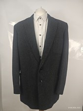 Burton Harris Tweed Men's Black Wool Blazer Style Overcoat Size L - XL UK