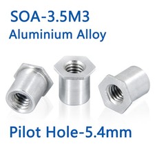 SOA-3.5M3 Internal-Threaded Hexagonal Through-Hole Blind Rivet Stud Aluminium