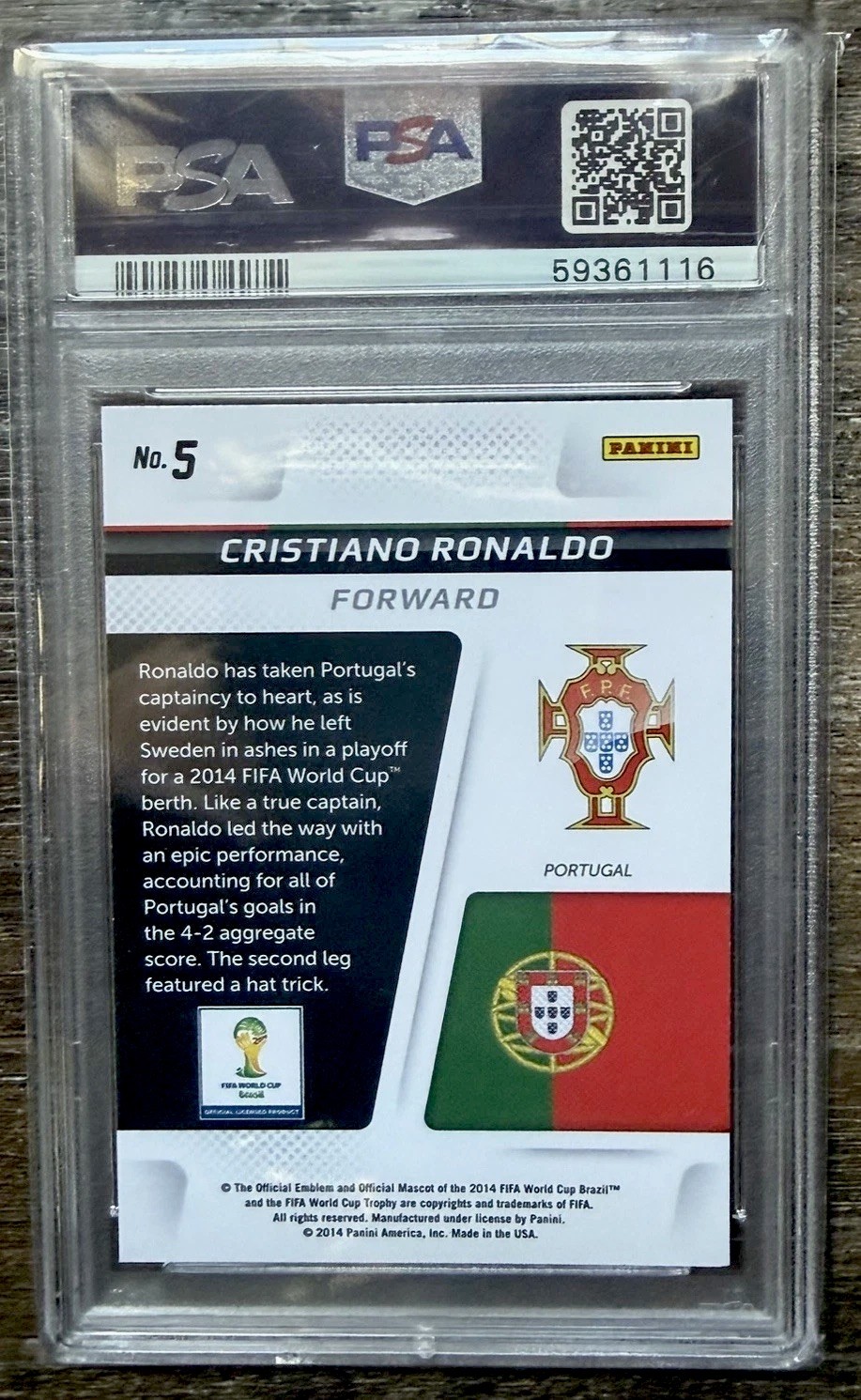 2014 PANINI PRIZM W/C CRISTIANO RONALDO CUP CAPTAINS PSA 10 view 2