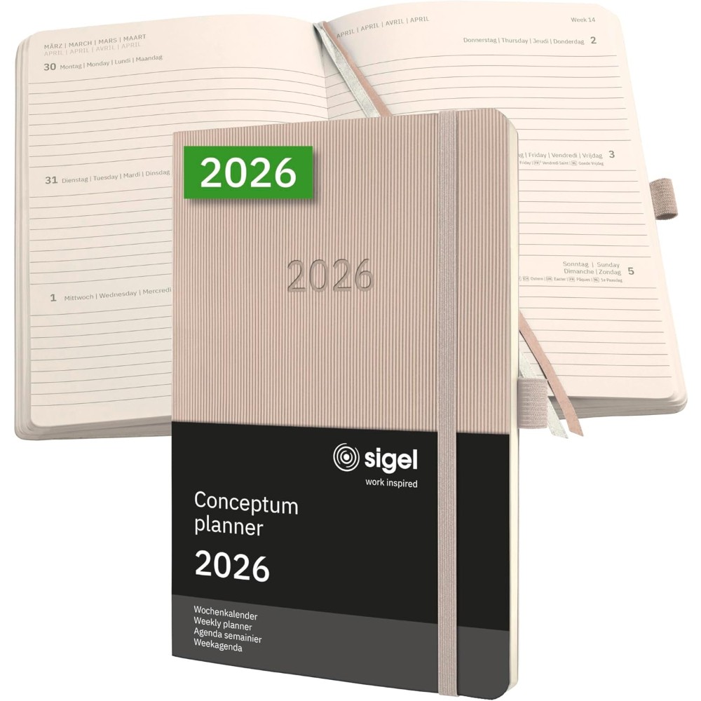 Sigel 2026 Conceptum Weekly Planner A6 Softcover Taupe (Light Brown)