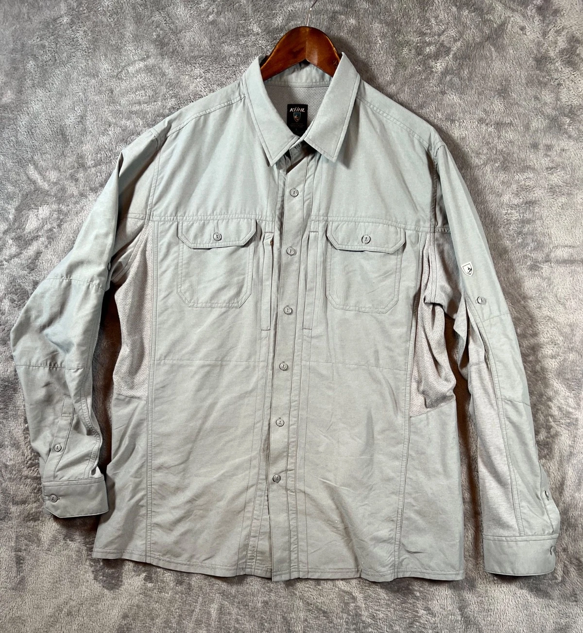 KÜHL Airspeed Shirt Mens Large Gray Long Sleeve Button Up Outdoor Hiking Gorp