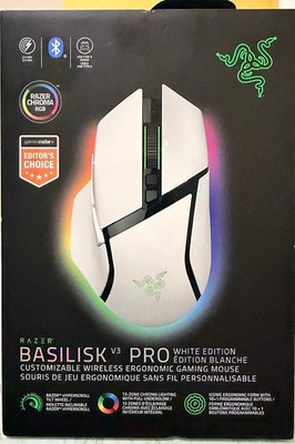 Razer Basilisk V3 Pro Gaming Mouse - White RGB Bluetooth HyperSpeed NEW