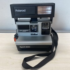VTG Polaroid Spirit 600 Instant Land Camera Black Silver w strap