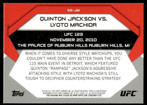 2011 UFC Moment of Truth #SS-JM Quinton Jackson / Lyoto Machida NM+ - Picture 2 of 2