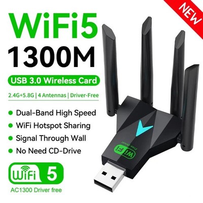 NEU 1300Mbps Dual Band USB 3.0 WiFi Adapter - 2.4G/5G Wireless Dongle