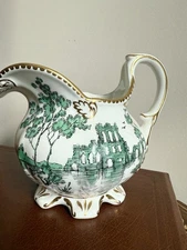 Vintage Green Royal Chelsea Creamer Pitcher Milk Pitcher Gold Accents England